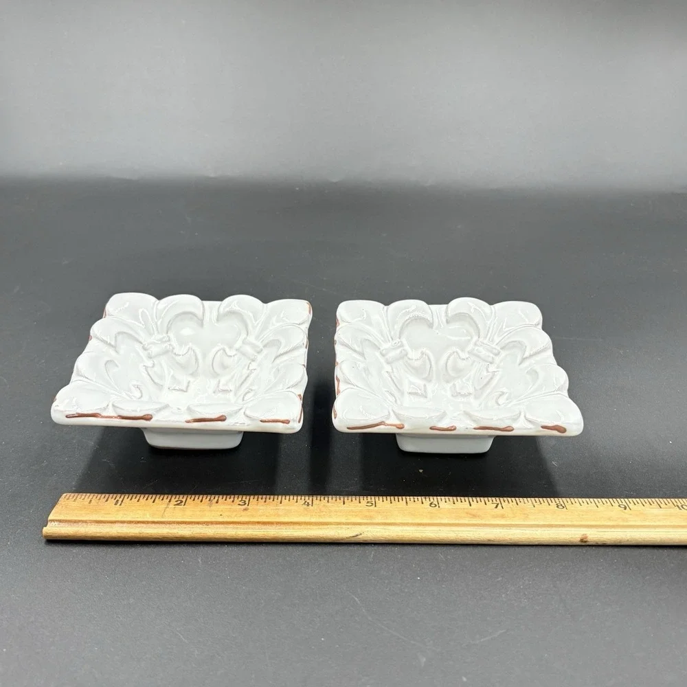 Mud Pie Ceramic Square Decorative Bowl Trinket Snack Dish 4